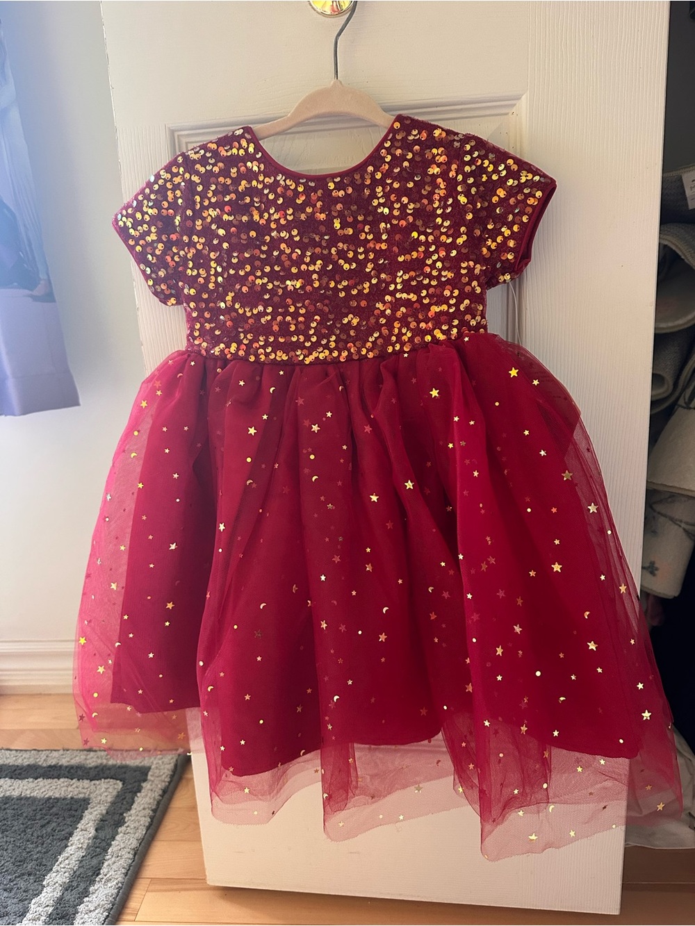 Red Sequin & Tulle Party Dress for Girls